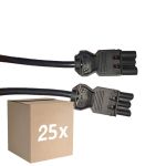 Fordelspakke 25x Noxion GST - Kompatibel Forlængerkabel Sort - Han + Hun - 3m - 3 pole 1,5mm2